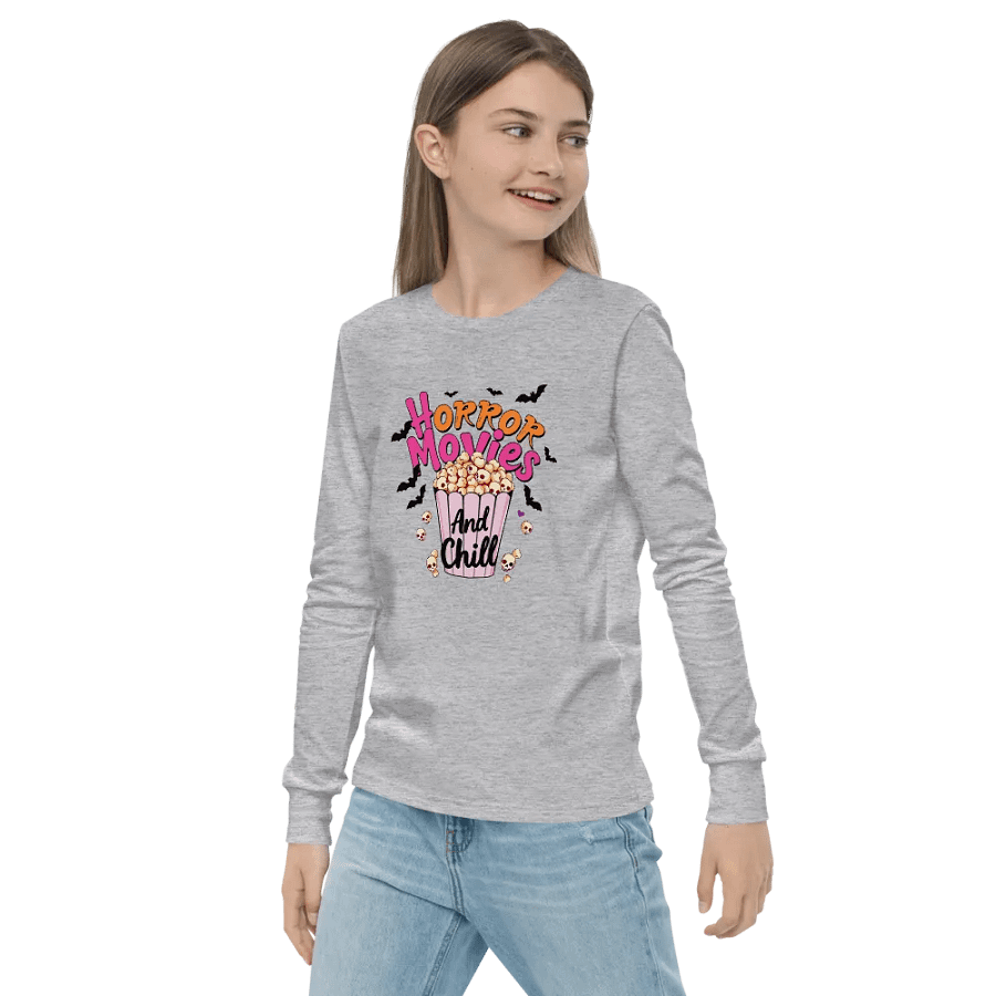 Horror Movies and Chill Popcorn Youth L/S Tee product image (6)