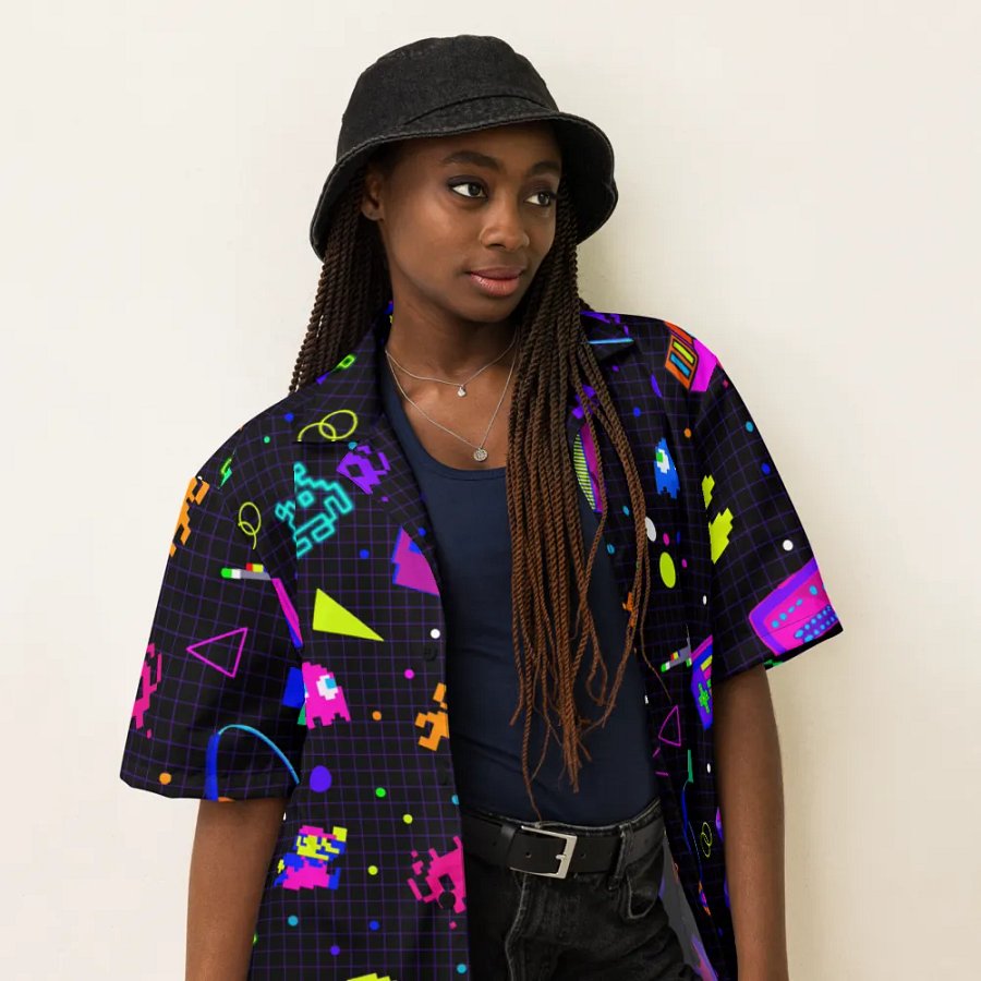 8-Bit Memories Short Sleeve Hawaiian Button up product image (6)