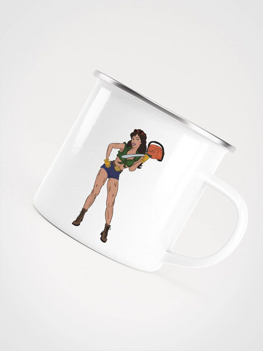 Brunette Chainsaw Betty Pinup Enamel Mug product image (5)