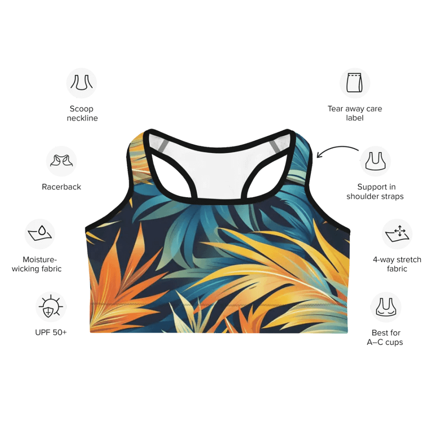 Tropical Flow All-Over Print Sports Bra product image (3)