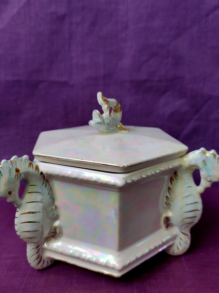 Caixa de Cerâmica Aleluia Vintage - Obra de Arte Única com Cavalos-Marinhos Nº 515 - Edição Limitada product image (3)