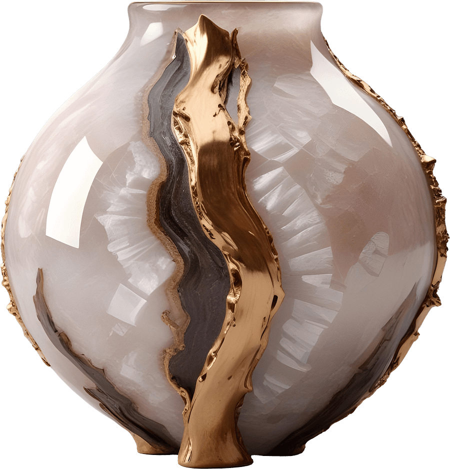 Golden Grace – Sculptural Vase PNG product image (1)