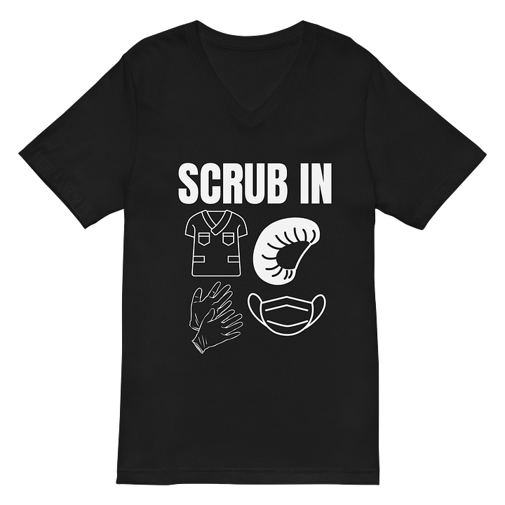 gloves, cap, scrubs, and a nose mask v-neck tee product image (2)