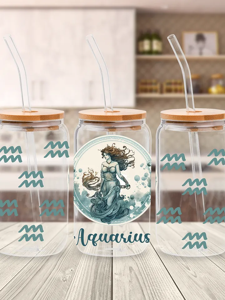 Aquarius Zodiac Glass Can Sipper product image (1)