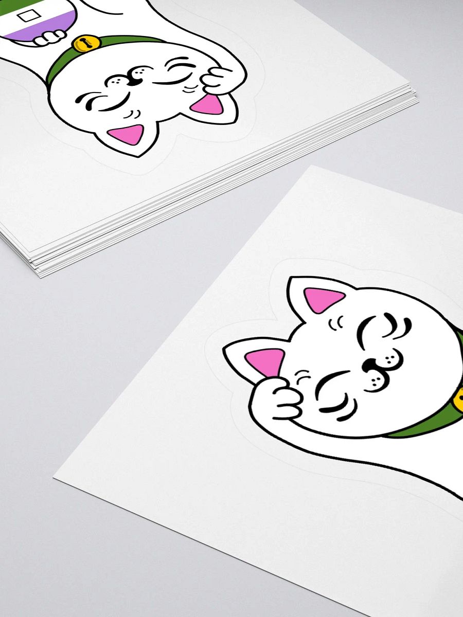 Maneki neko genderqueer pride sticker product image (11)