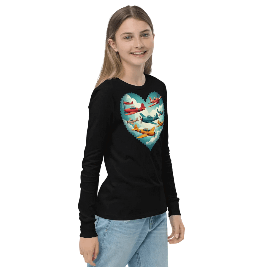Whimsical Airplane Adventure Youth Long Sleeve T-Shirt product image (11)