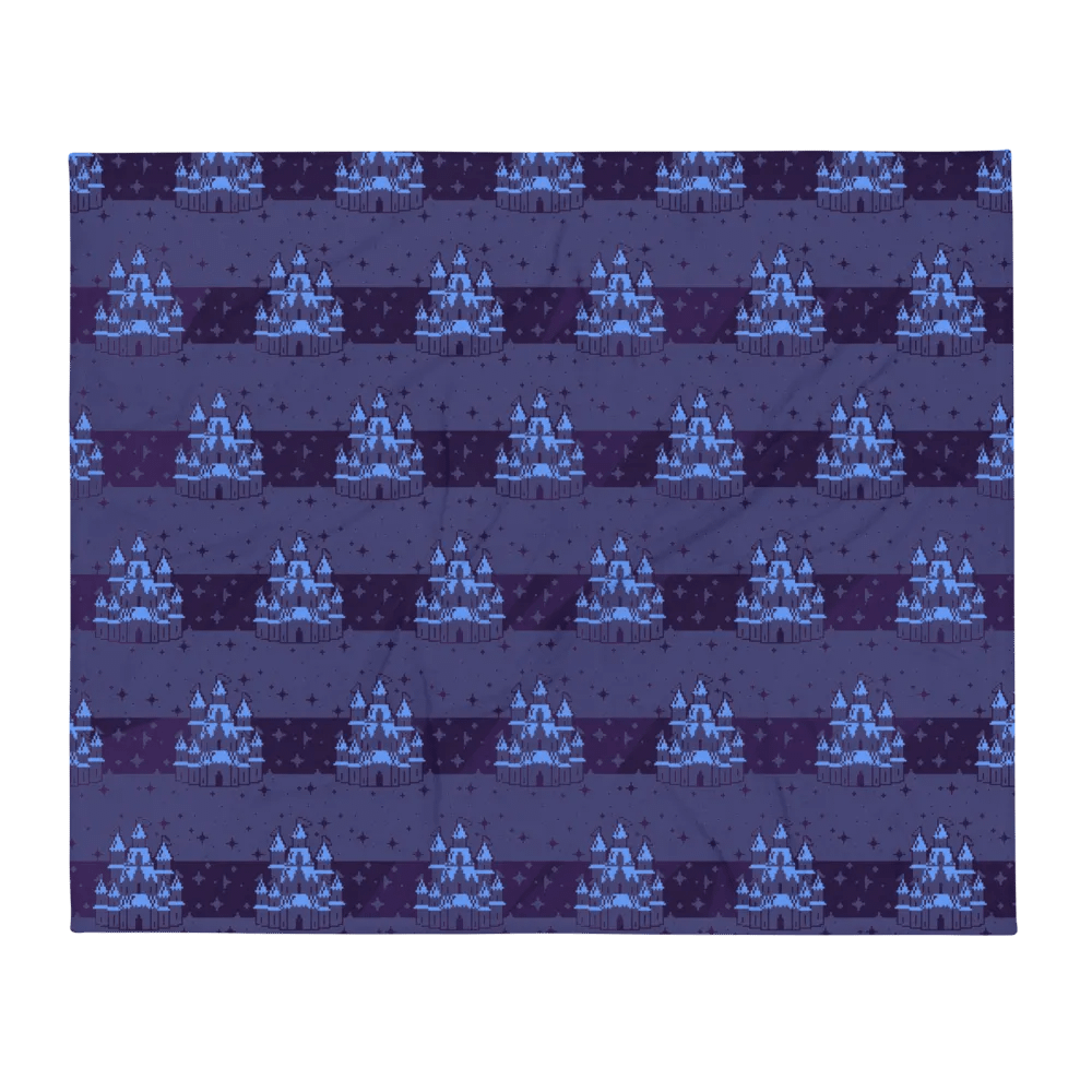 Deep Blue Castle Pixel Blanket product image (1)