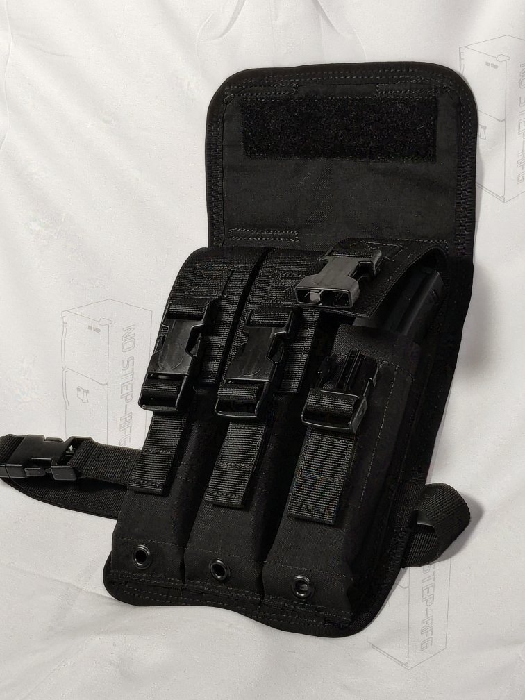 'Ready to ship' Drop leg triple MP5 Pouch, Black product image (2)
