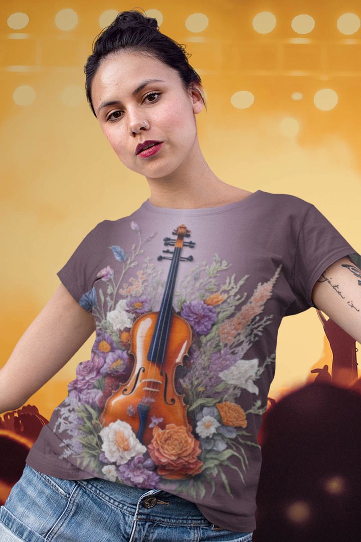 Floral Violin All Over Print T-shirt product image (1)