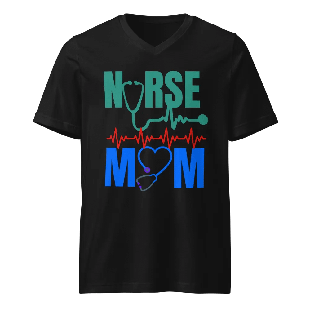 Nurse Mom Heartbeat V-Neck Tee product image (1)