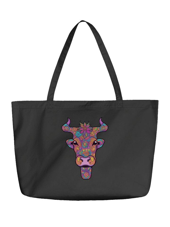 Floral Cow Face - Eco-conscious Organic Cotton Tote product image (1)