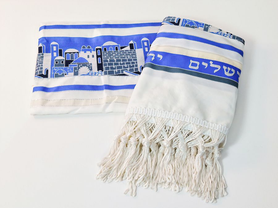 Jerusalem -ROYAL BLUE Small Tallit (Prayer Shawl) product image (2)