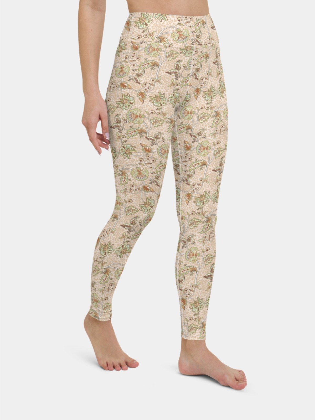 High-Waisted Leggings "Elegant Neutral Beige Chintz" product image (6)