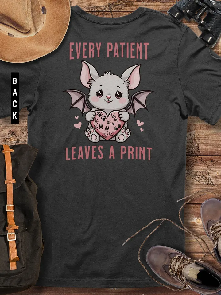 Kawaii Bat - Every Patient Leaves a Print, Wildlife Lover Gift, Cute Animal T-shirt product image (2)