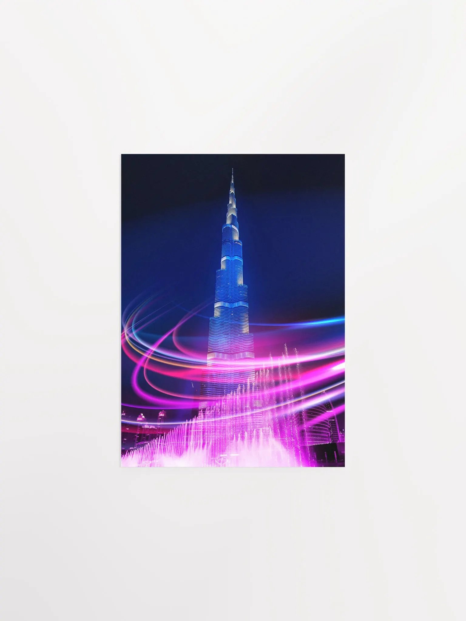 Neon city: Dubai, Burj Khalifa #1 (synthwave/vaporwave/retrowave/cyberpunk) — aesthetic poster product image (6)