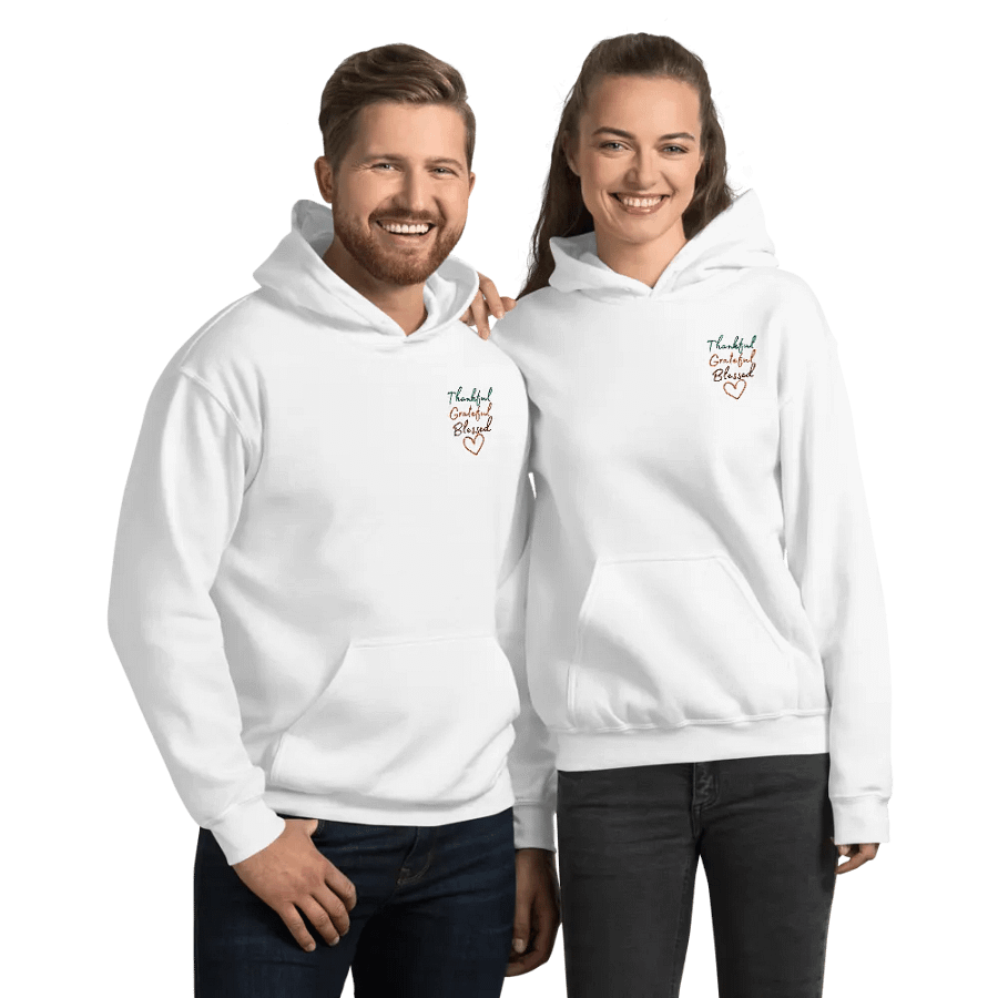 Embroidered Thankful Grateful Blessed Hoodie, Thanksgiving Sweatshirt, Thankful Hoodie, Thanksgiving Gift, Grateful Hoodie product image (1)