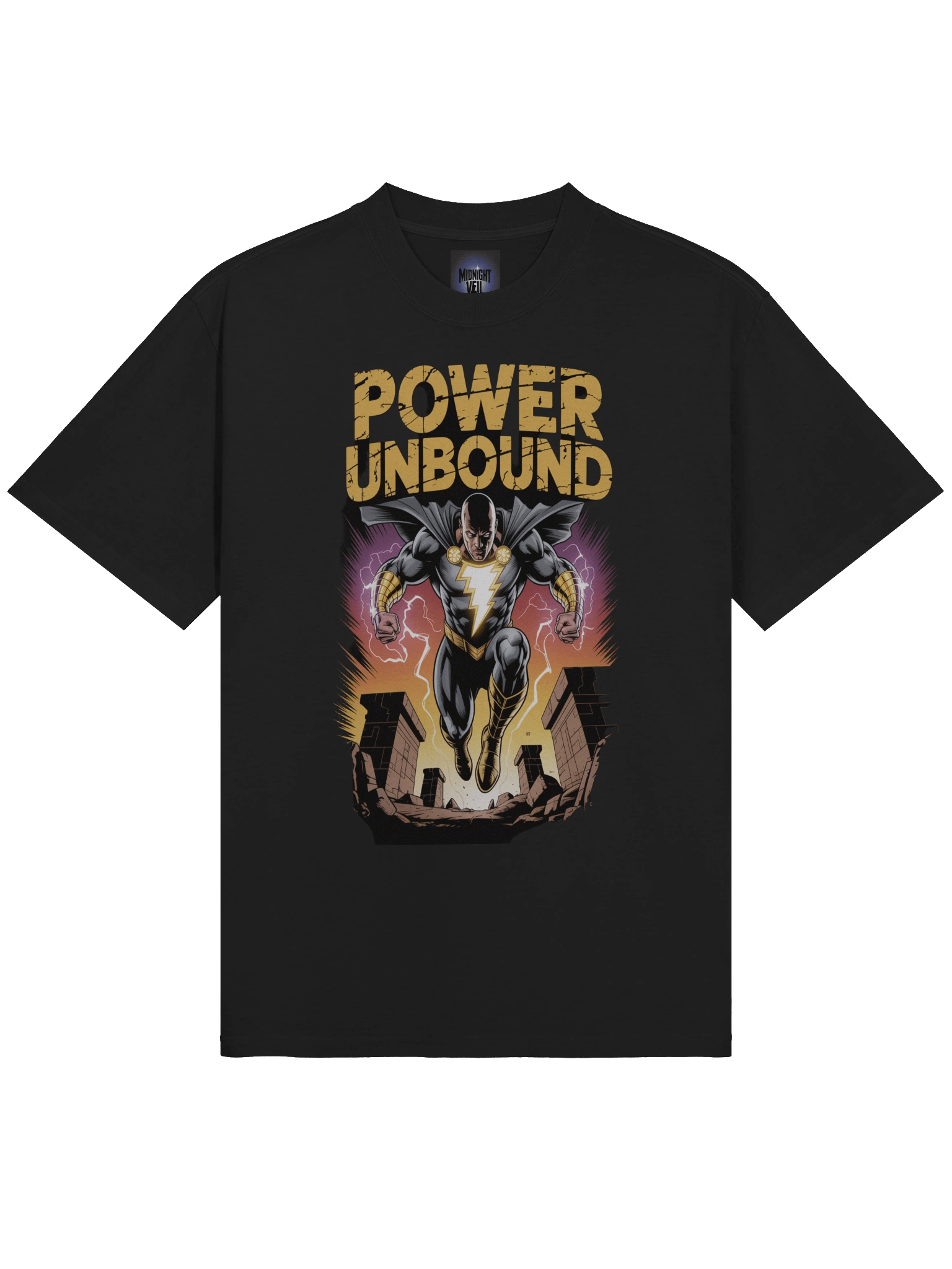 Power Unbound: Black Adam Inspired Oversized Faded T-Shirt product image (5)