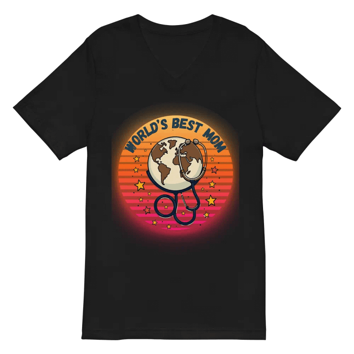 World's Best Mom Earth Stethoscope V-Neck Tee product image (3)