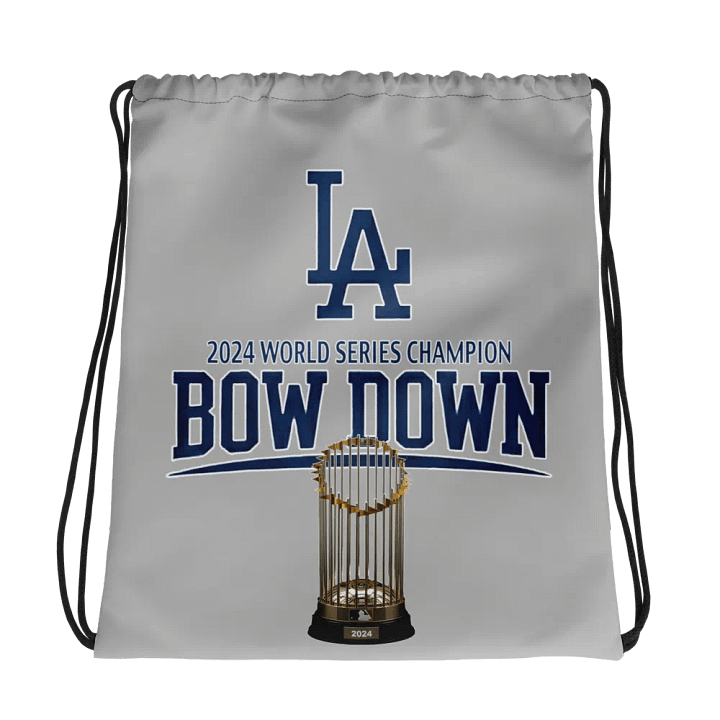 "Bow Down" LA Dodgers 2024 World Series Champion Gray Drawstring Bag | MLB Home Locker product image (1)