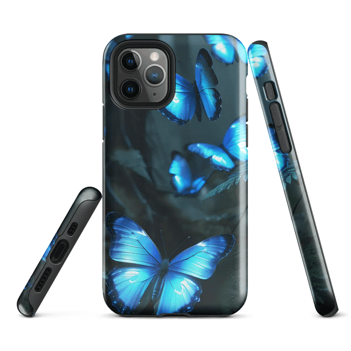 Tough Phone Case for iPhone® - Blue Iridescent Butterflies product image (1)