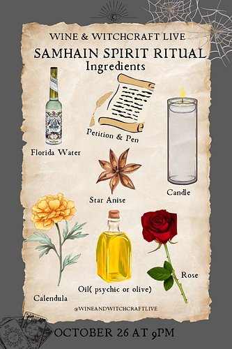 Will you be joining us this Saturday LIVE on Youtube to take part in our LIVE Samhain ritual ? Here are the ingredients you w...