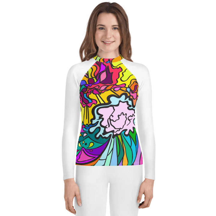 Psychedelic Wave Youth Rash Guard - Wave at Sunset product image (1)