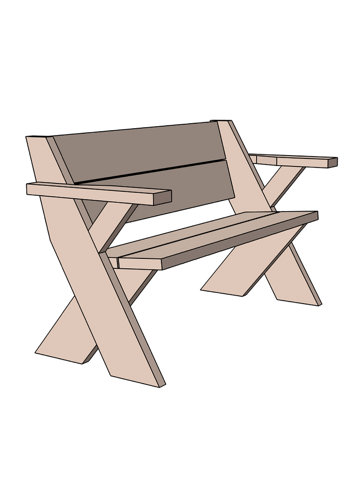 2x8 Outdoor Bench Plans w/ Arms product image (1)