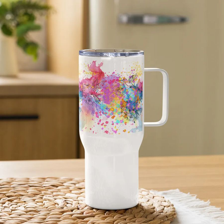 watercolor hummingbird design travel mug for arty moms daughters friends product image (11)