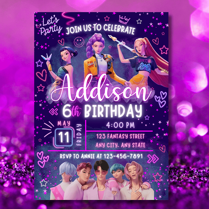 KPOP Demon Hunters Birthday Invitation product image (1)