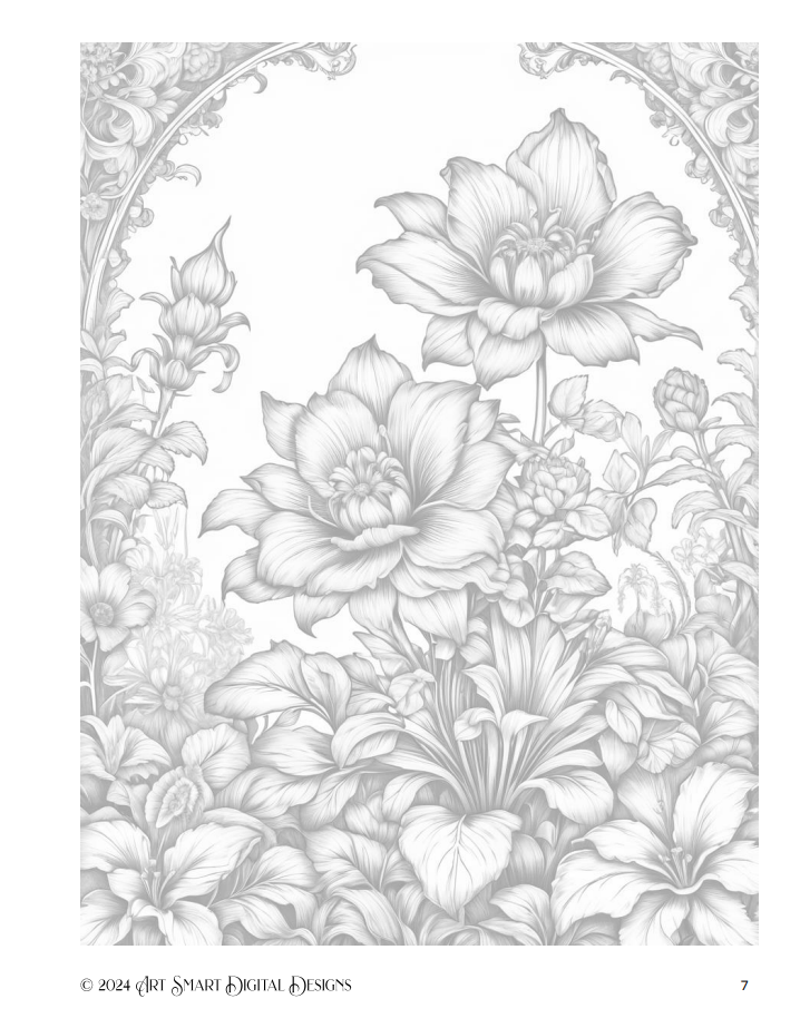 FREE Sample Pages from Flowers Coloring Book for Adults and Teens product image (3)