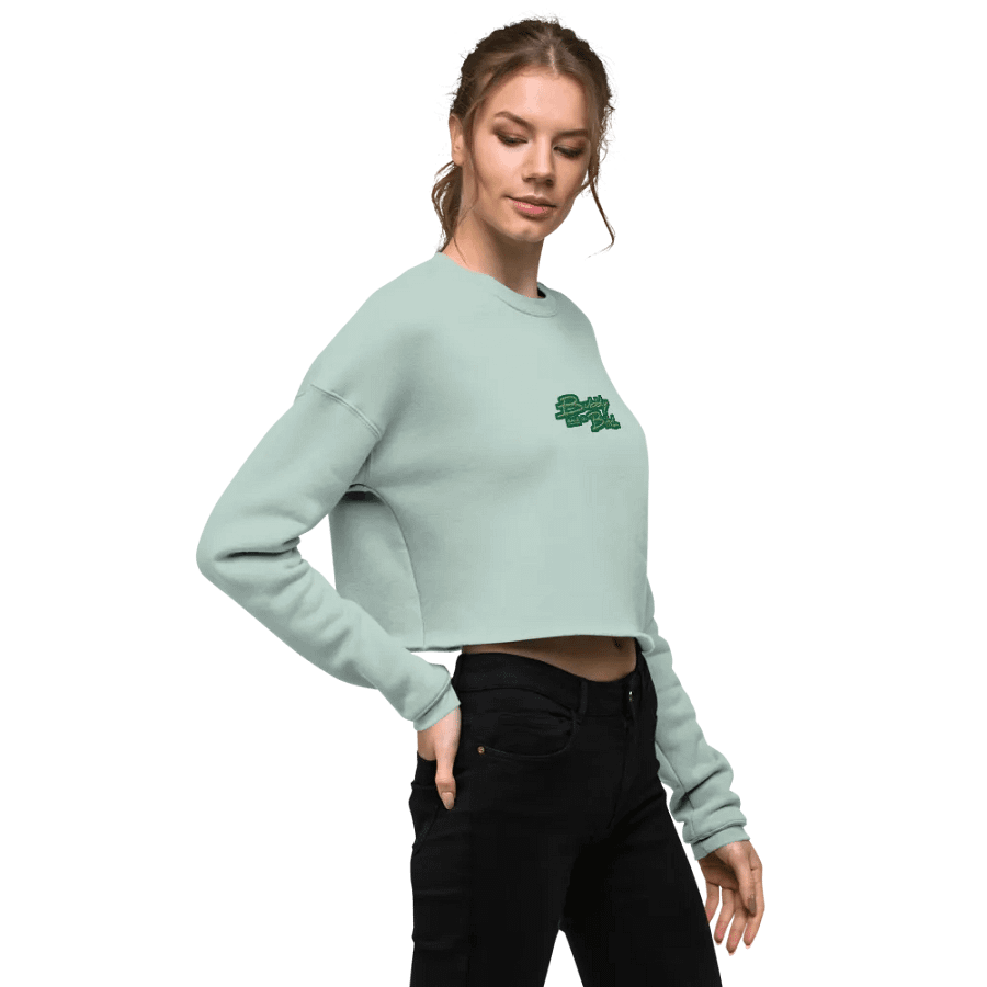 Bubbly and a B*tch (moss bubble design) embroidered fleece crop crew product image (10)