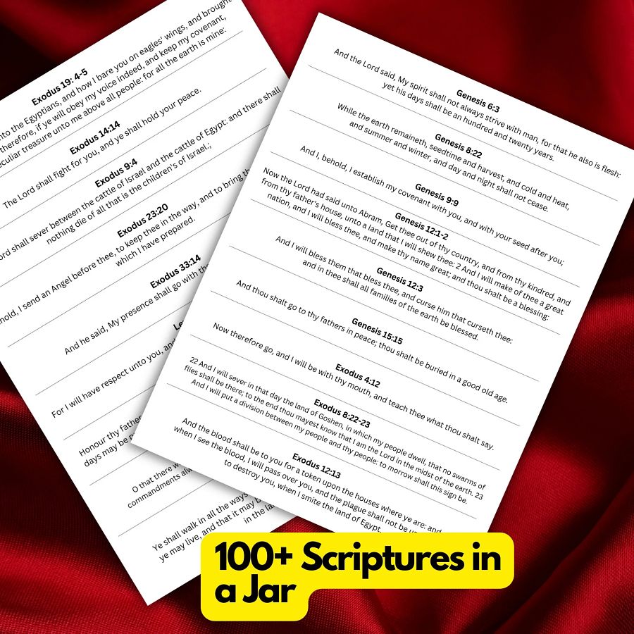 Scriptures in a Jar Printable DIY | Bible verses to make your own scriptures in a jar. 100+ scriptures ready to print and cut product image (2)