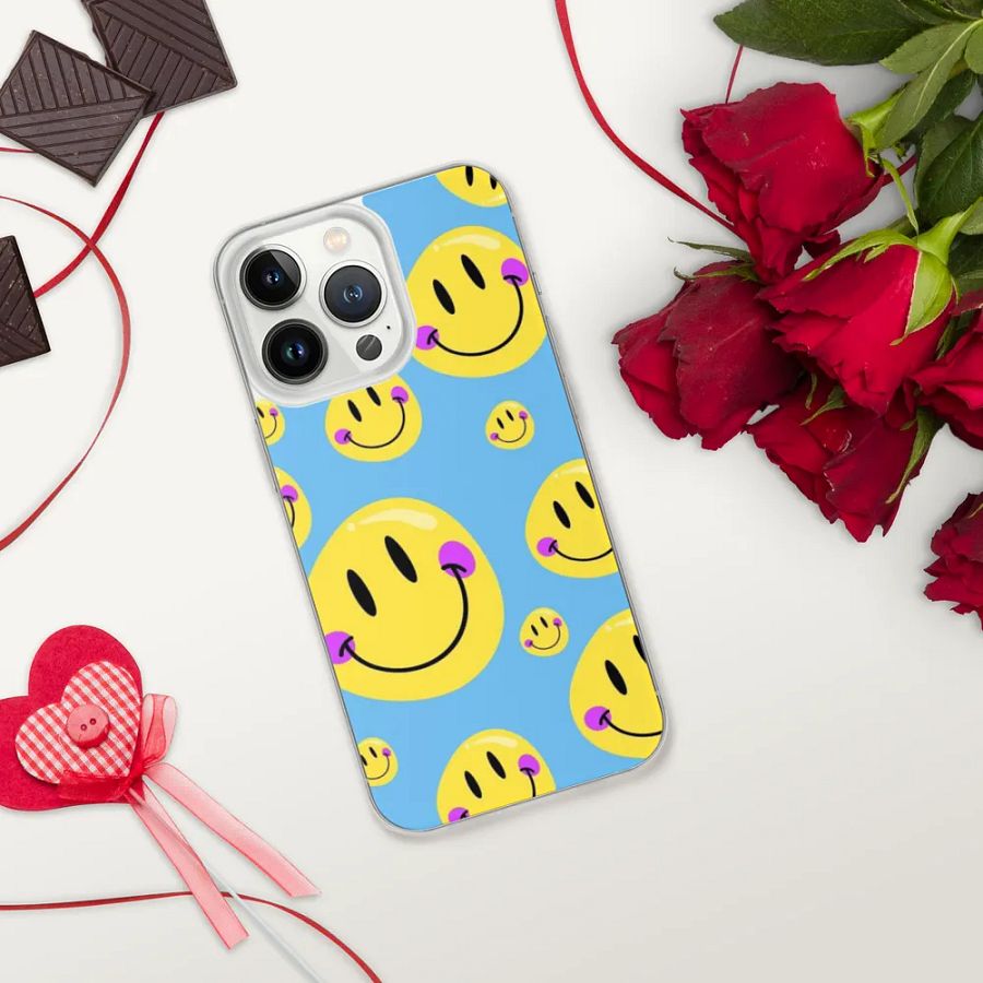 Smiley Faces Blue iPhone Case product image (10)