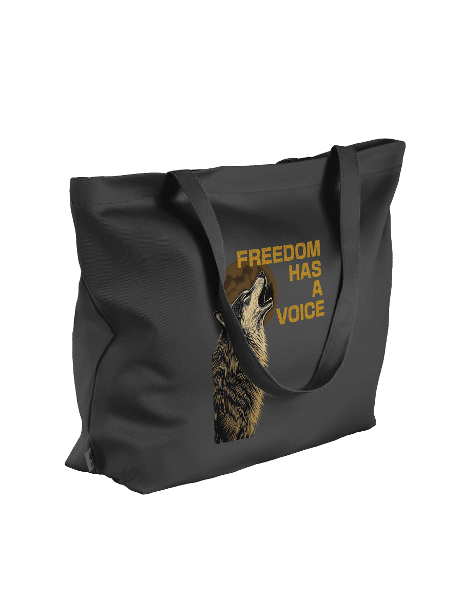 Freedom Has a Voice Howling Wolf – Organic Cotton Tote Bag (Wide) product image (4)