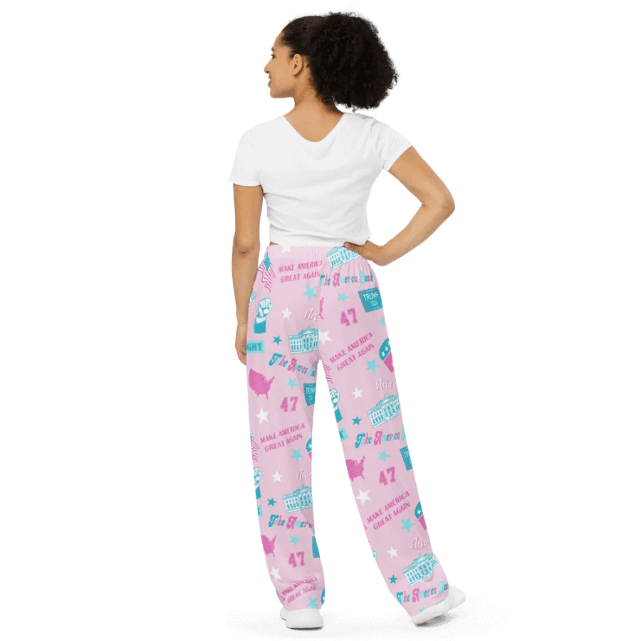 Trump 2024 Election-Themed Patriot Make America Great Again Pink Pattern Pajama Pant product image (4)
