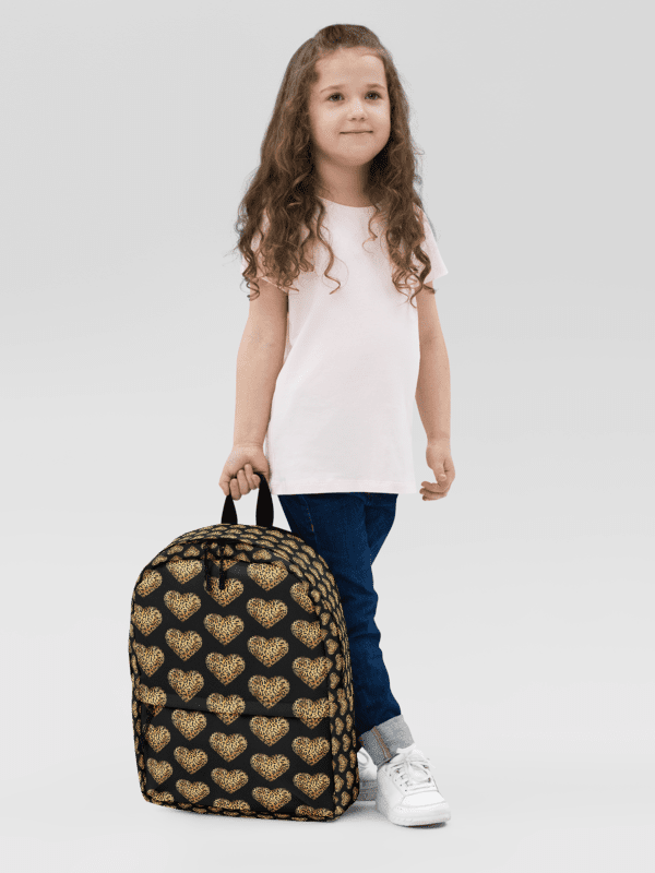 Leopard Skin Farbric Heart in Orange Gold - All-Over Print Backpack product image (4)