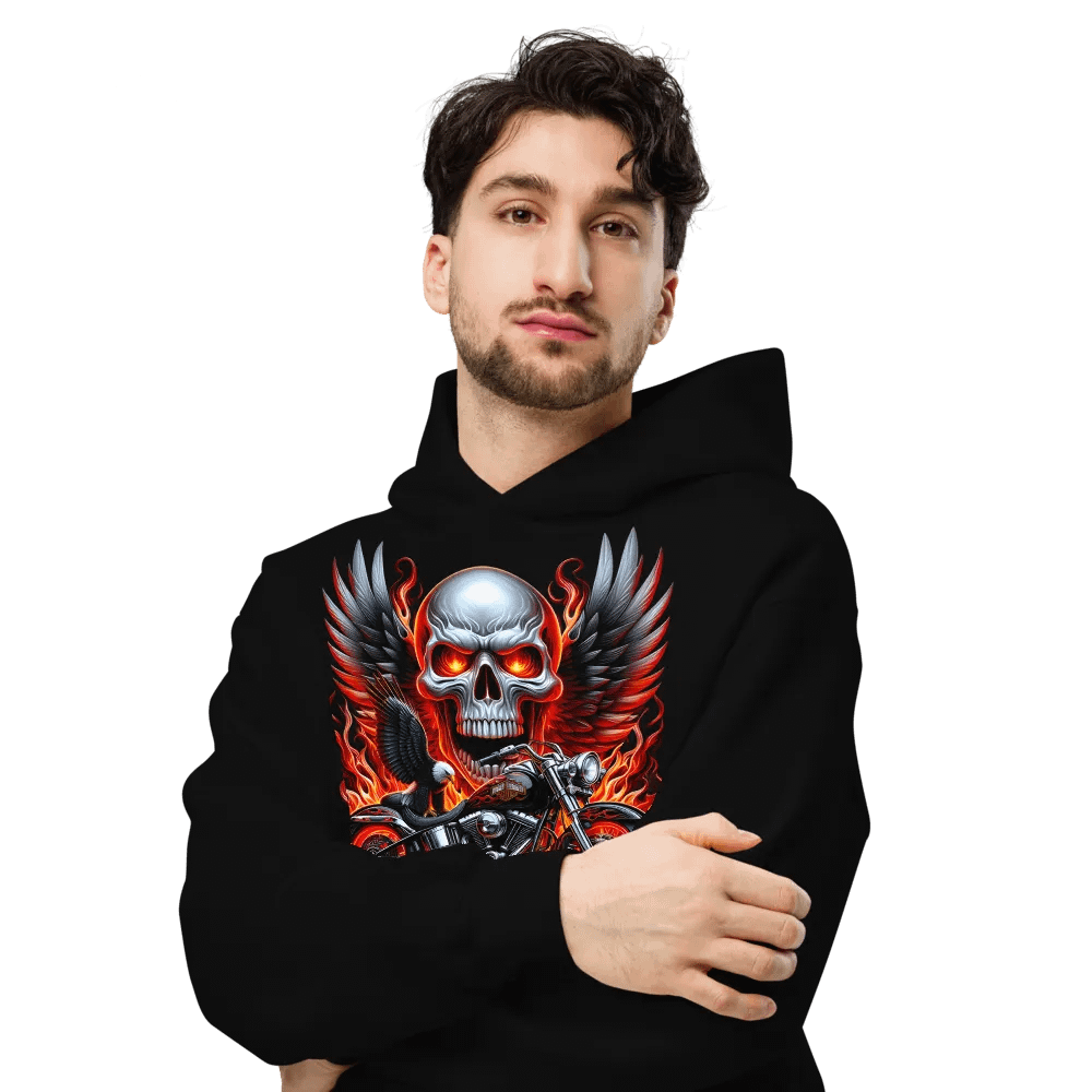 Fierce Flaming Skull Oversized Hoodie #25 product image (6)