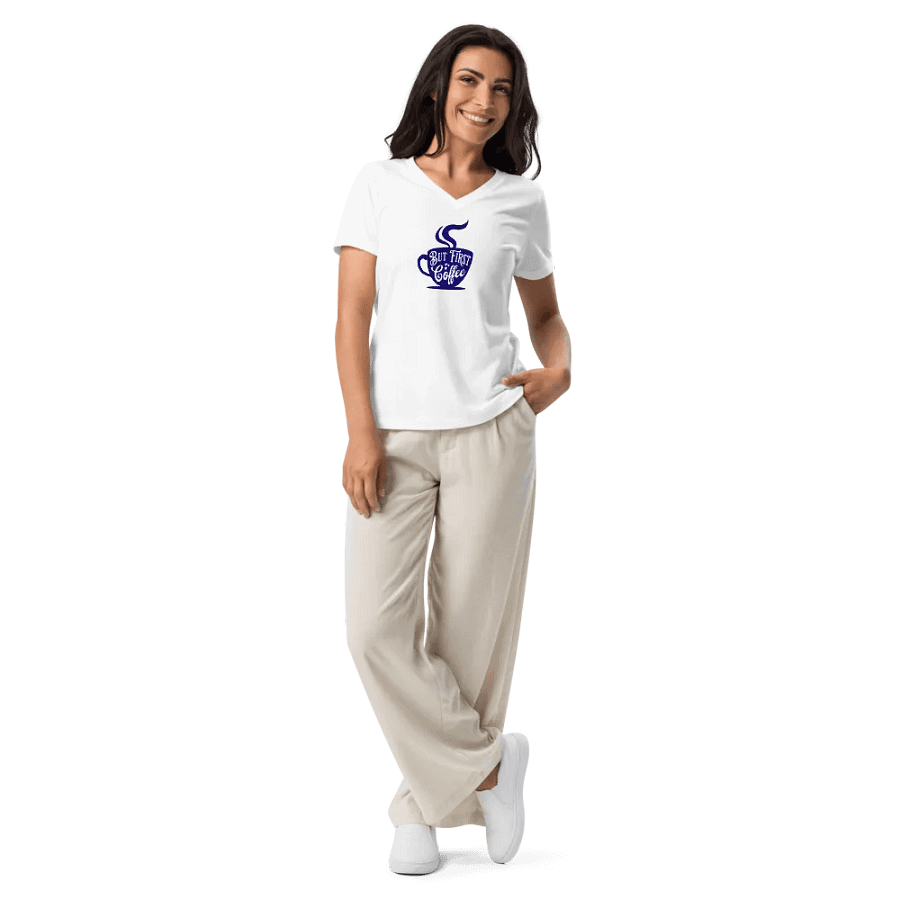 Coffee Lover's Relaxed V-Neck Tee product image (10)