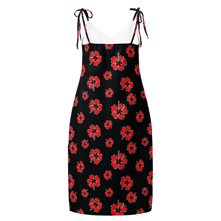 Black Slip Dress with Red Hibiscus Blossoms product image (2)
