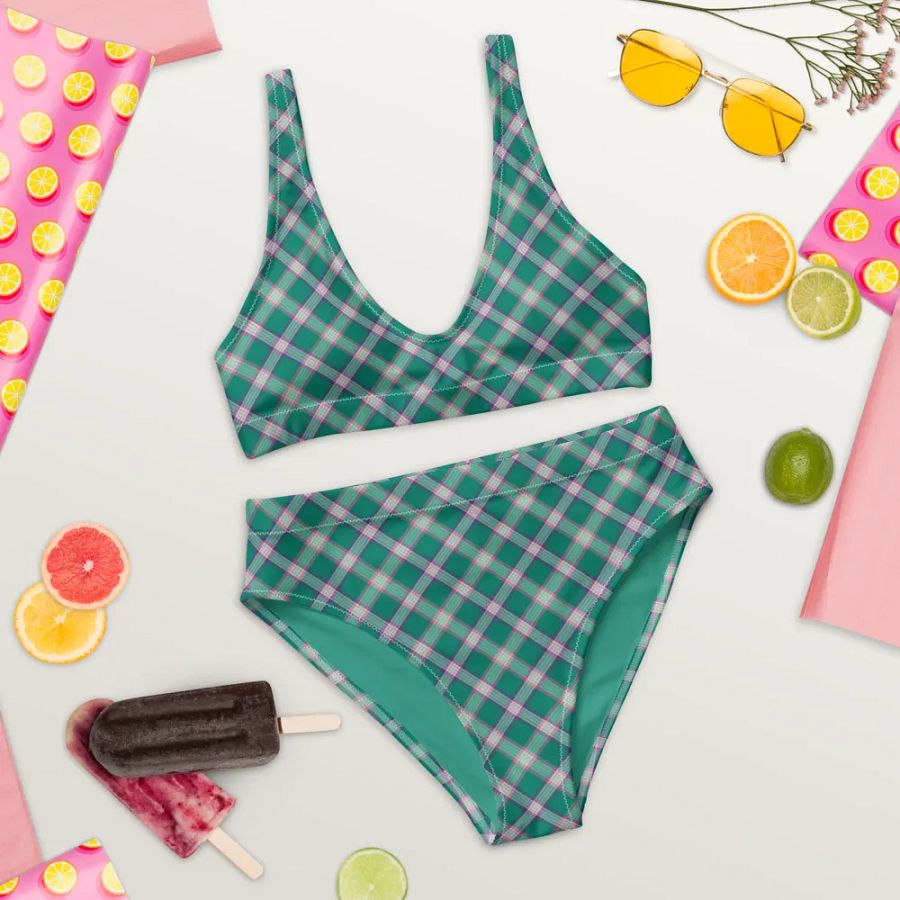 Emerald Green and Purple Plaid Bikini product image (9)