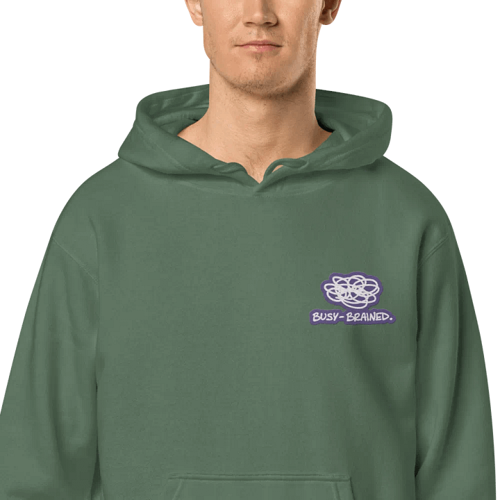 BUSY-BRAINED (L.C. purple bubble design 2) embroidered pigment hoodie product image (12)