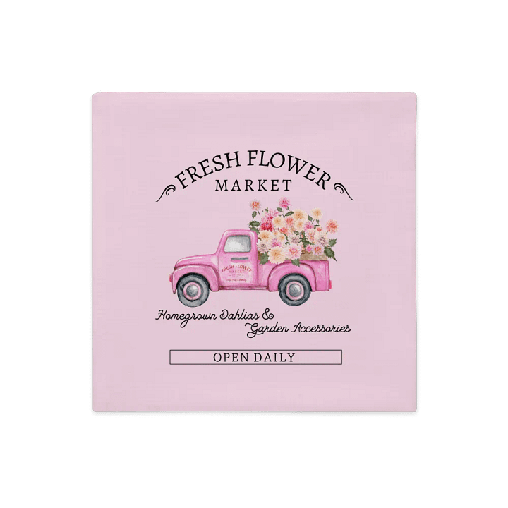 HAPPY DAHLIA VINTAGE TRUCK PINK PILLOW - Laster mit Blumen product image (2)