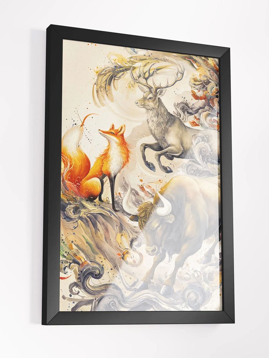 Framed Magical Dream Vixen Stag and Bull Art Print product image (8)