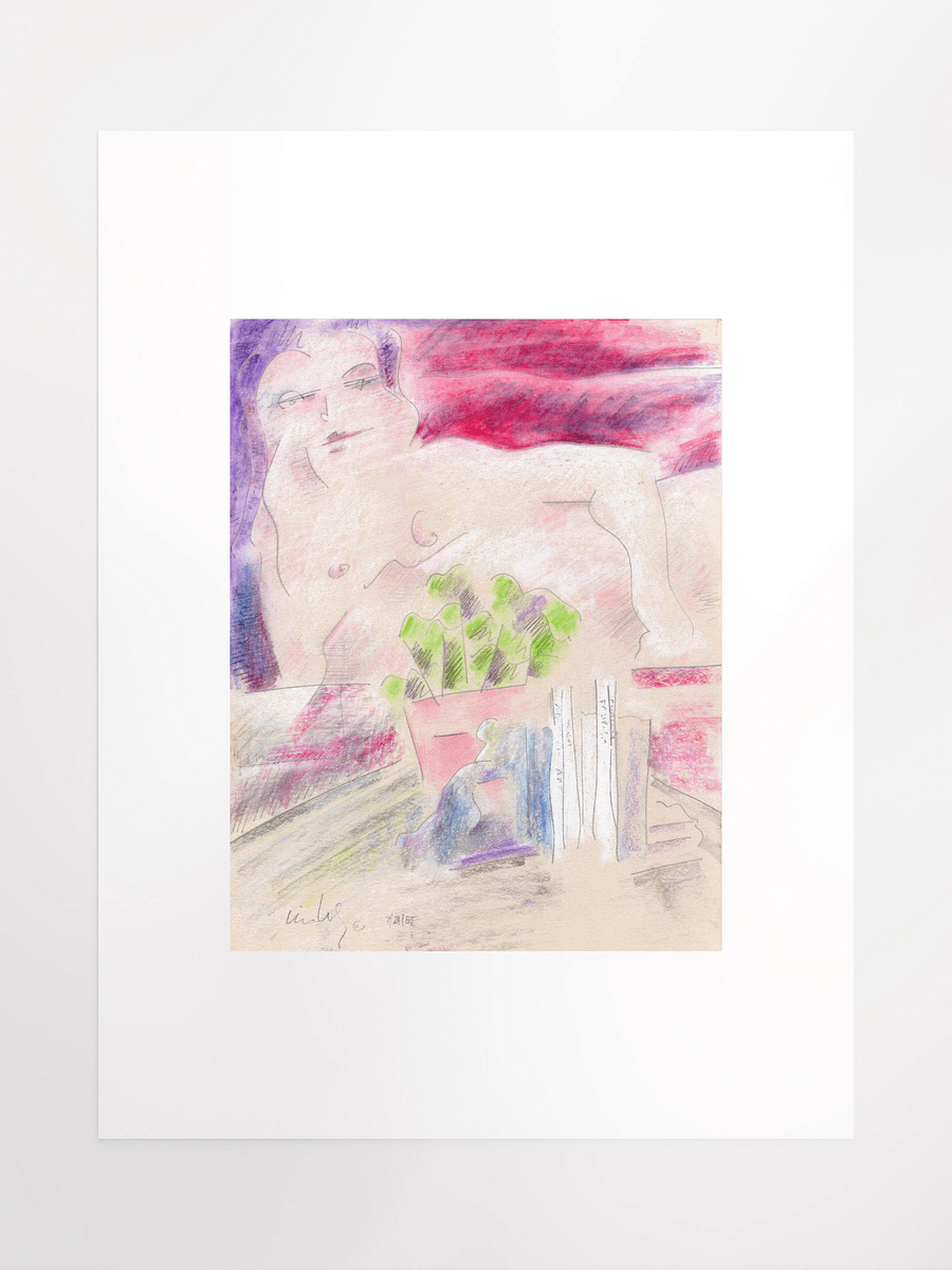 Pink Figure w/Books & Flowers: What Made the Boom 7.24.85 print product image (2)