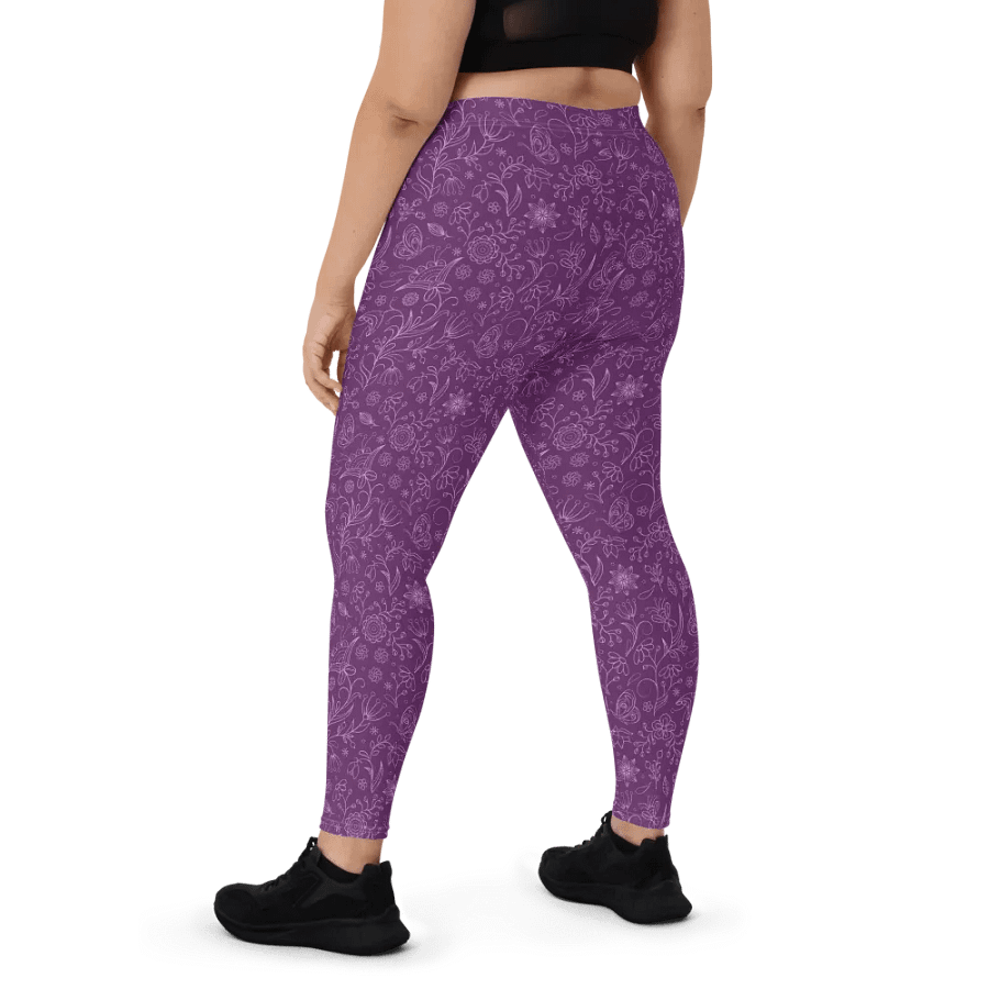 Dark Purple Floral Women's Leggings product image (9)