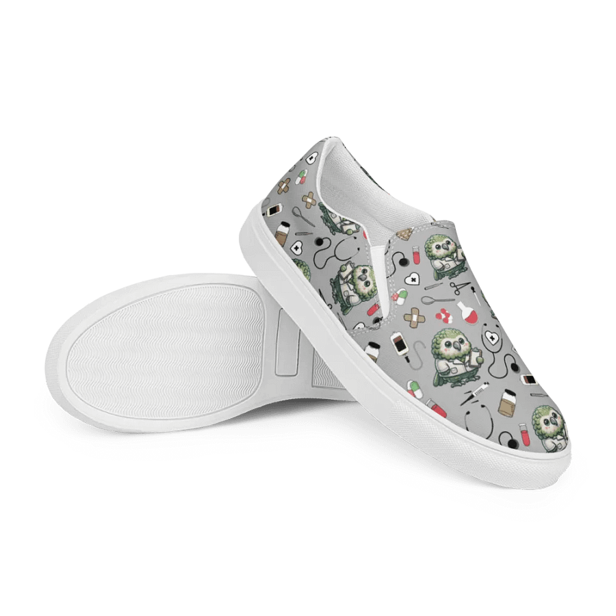 Cute Medical Kakapo Slip-On Canvas Shoes (Grey) product image (7)