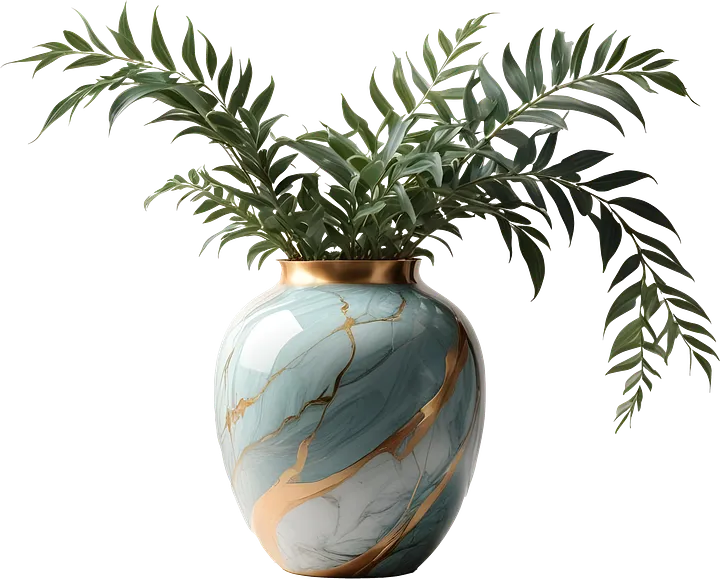 Azure Serenity – Vase Marble Kintsugi Elegance PNG product image (1)