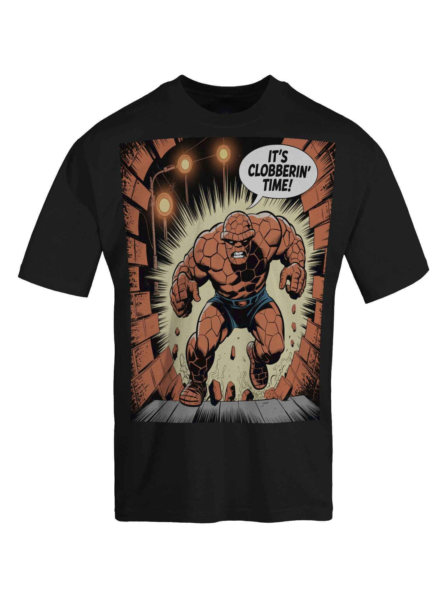 The Thing Clobberin' Time Oversized Faded T-Shirt – Orange Rock Rampage product image (1)