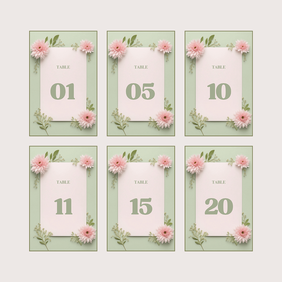 Floral Table Number Card - Dizynai (DTN-15) product image (2)