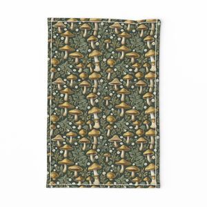 Seamless Pattern - Golden Mushrooms on Dark Green product image (11)